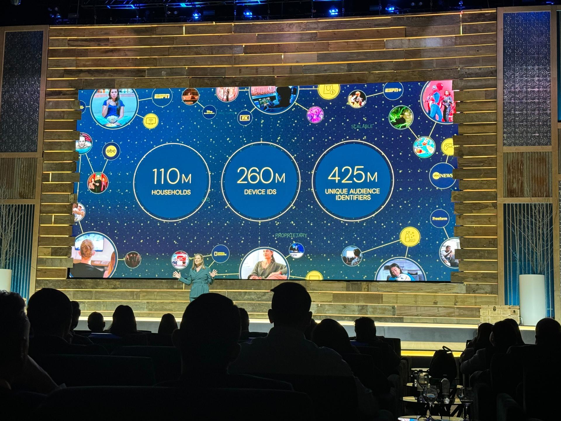 Dana McGraw, senior VP, audience modeling and data science, Disney Advertising speaking at Disney’s fourth annual tech showcase at CES.